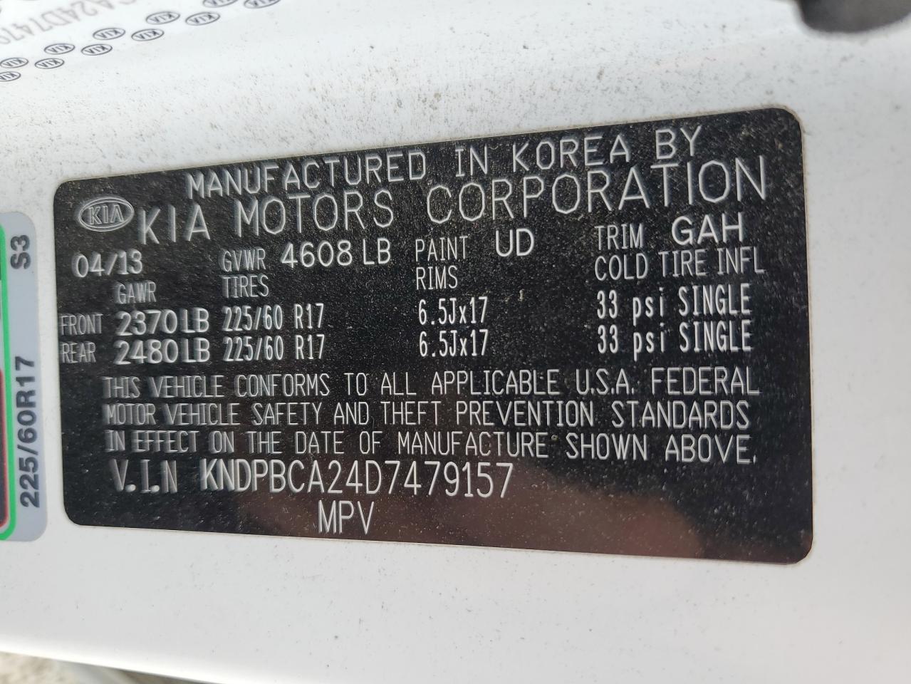 2013 Kia Sportage Lx VIN: KNDPBCA24D7479157 Lot: 68179165