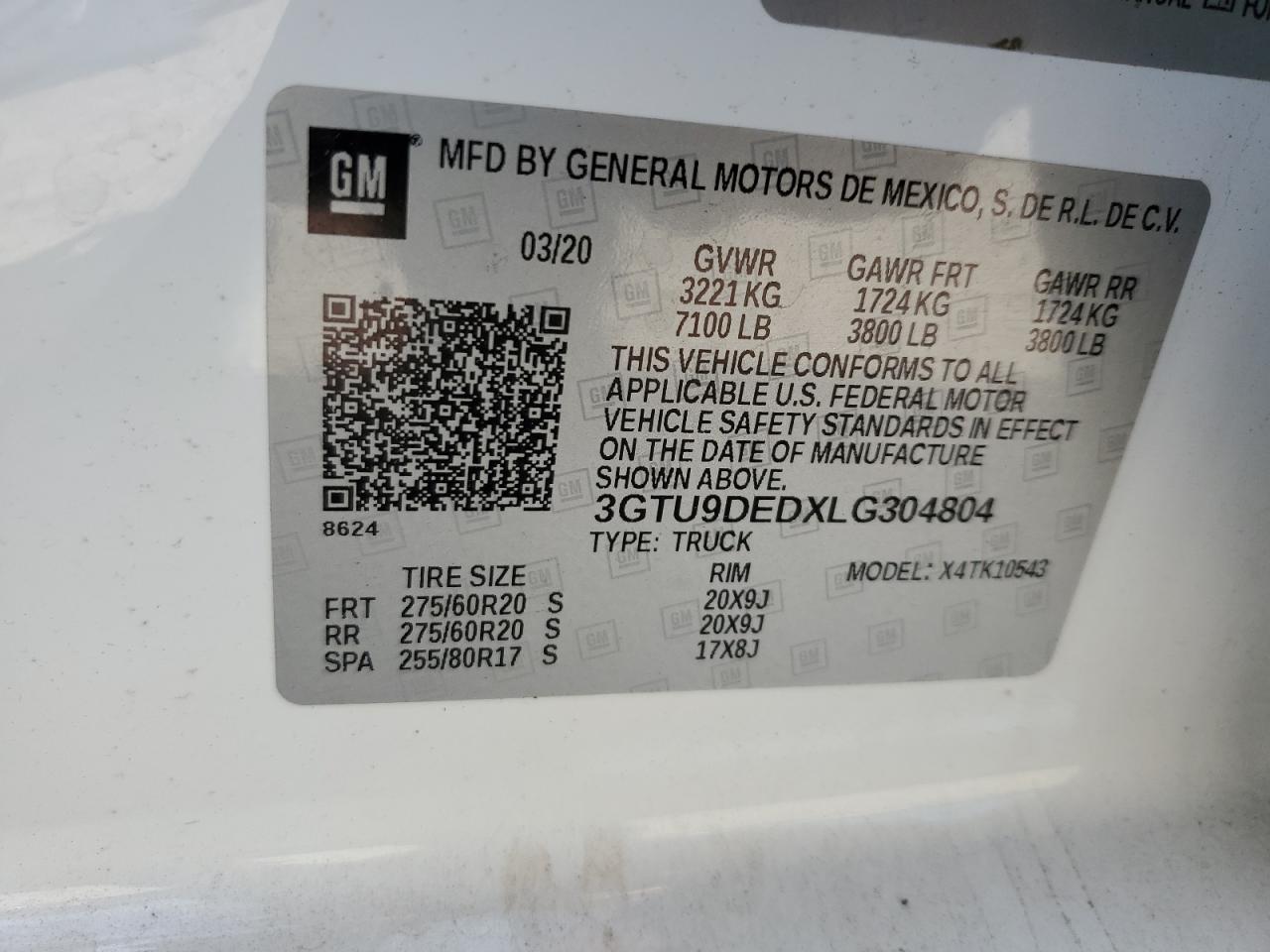 2020 GMC Sierra K1500 Slt VIN: 3GTU9DEDXLG304804 Lot: 69668075