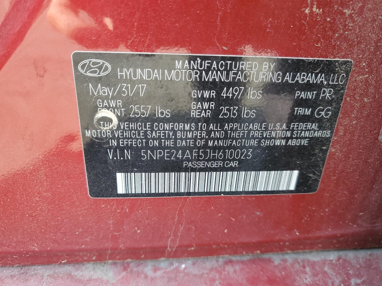 2018 Hyundai Sonata Se VIN: 5NPE24AF5JH610023 Lot: 67724975