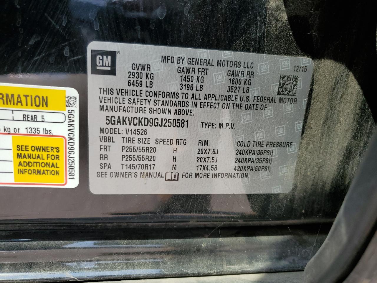 2016 Buick Enclave VIN: 5GAKVCKD9GJ250581 Lot: 67937295