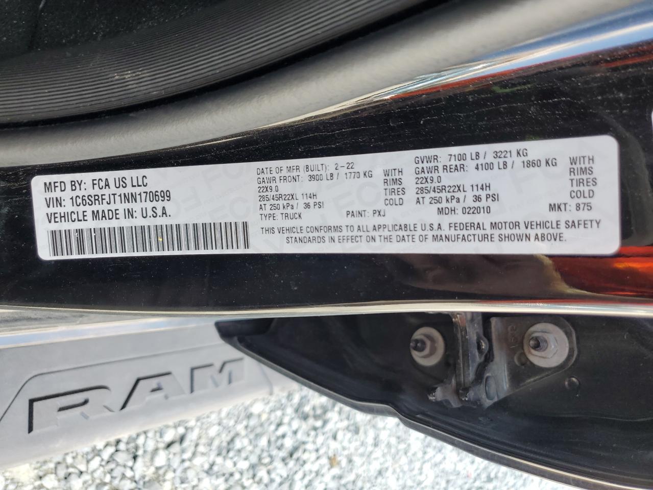 2022 Ram 1500 Laramie VIN: 1C6SRFJT1NN170699 Lot: 69574485