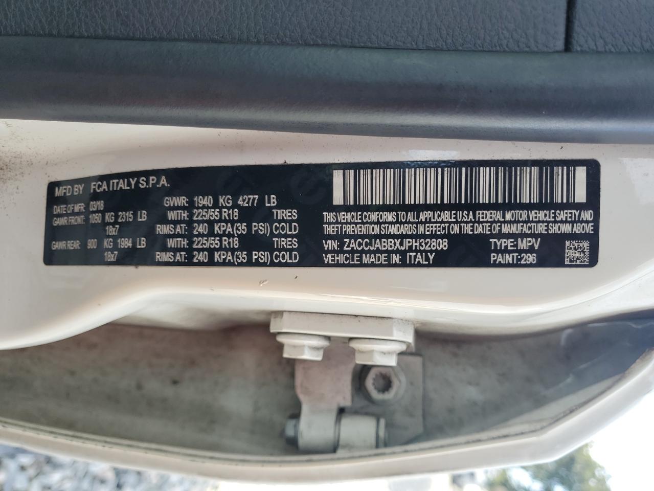 2018 Jeep Renegade Latitude VIN: ZACCJABBXJPH32808 Lot: 70623915