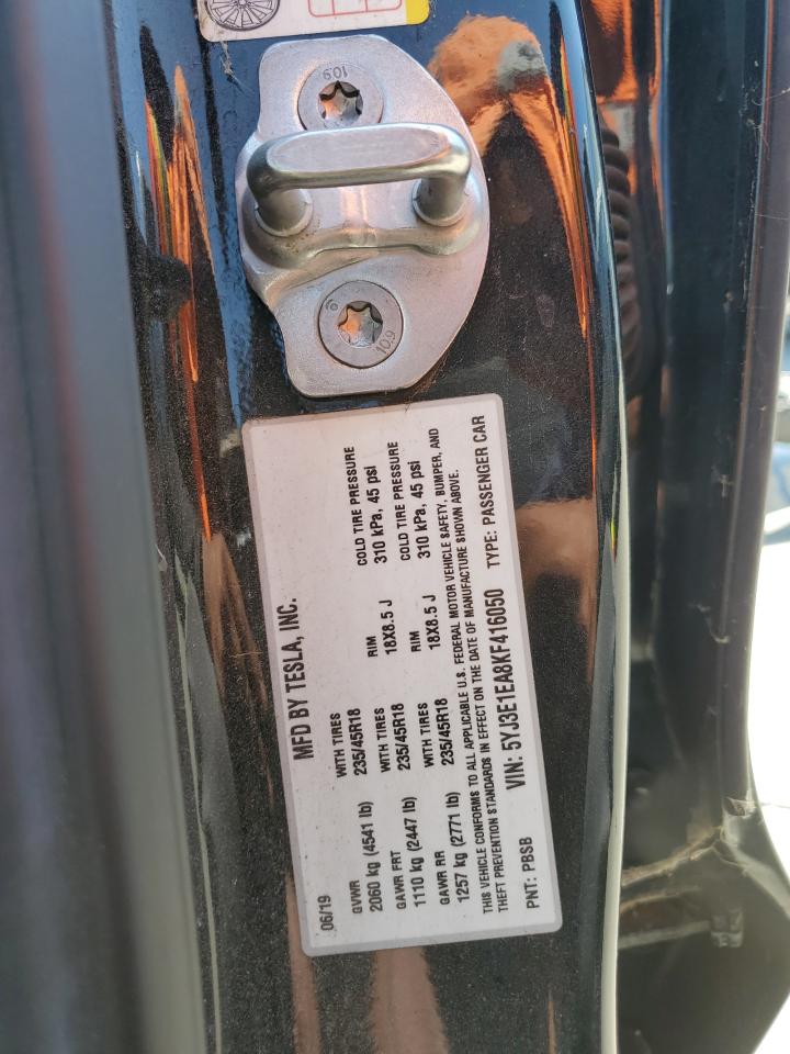 2019 Tesla Model 3 VIN: 5YJ3E1EA8KF416050 Lot: 70514435