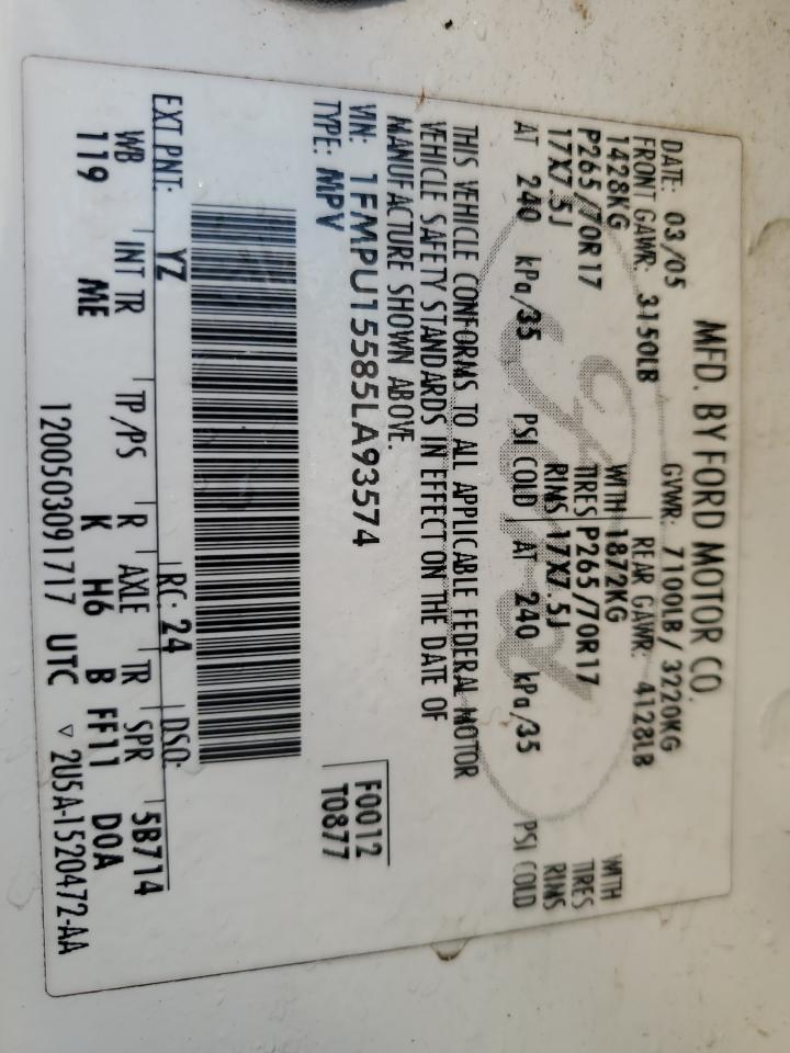 1FMPU15585LA93574 2005 Ford Expedition Xlt