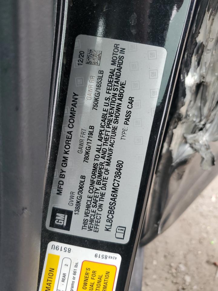 2021 Chevrolet Spark Ls VIN: KL8CB6SA6MC738480 Lot: 69924775