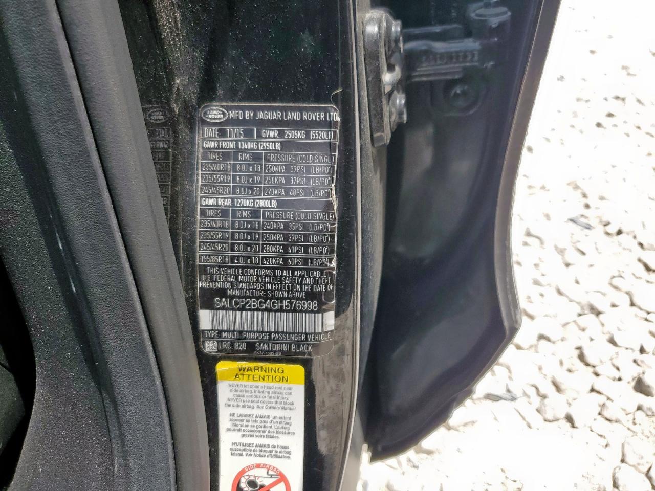 2016 Land Rover Discovery Sport Se VIN: SALCP2BG4GH576998 Lot: 70168225