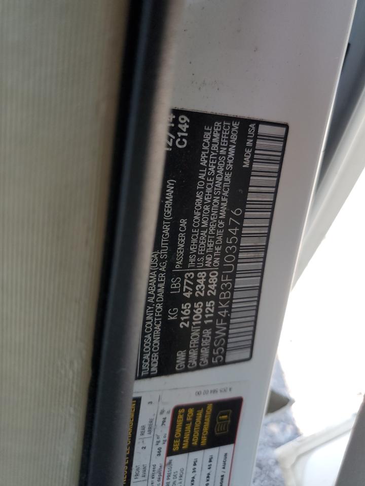 2015 Mercedes-Benz C 300 4Matic VIN: 55SWF4KB3FU035476 Lot: 68481105