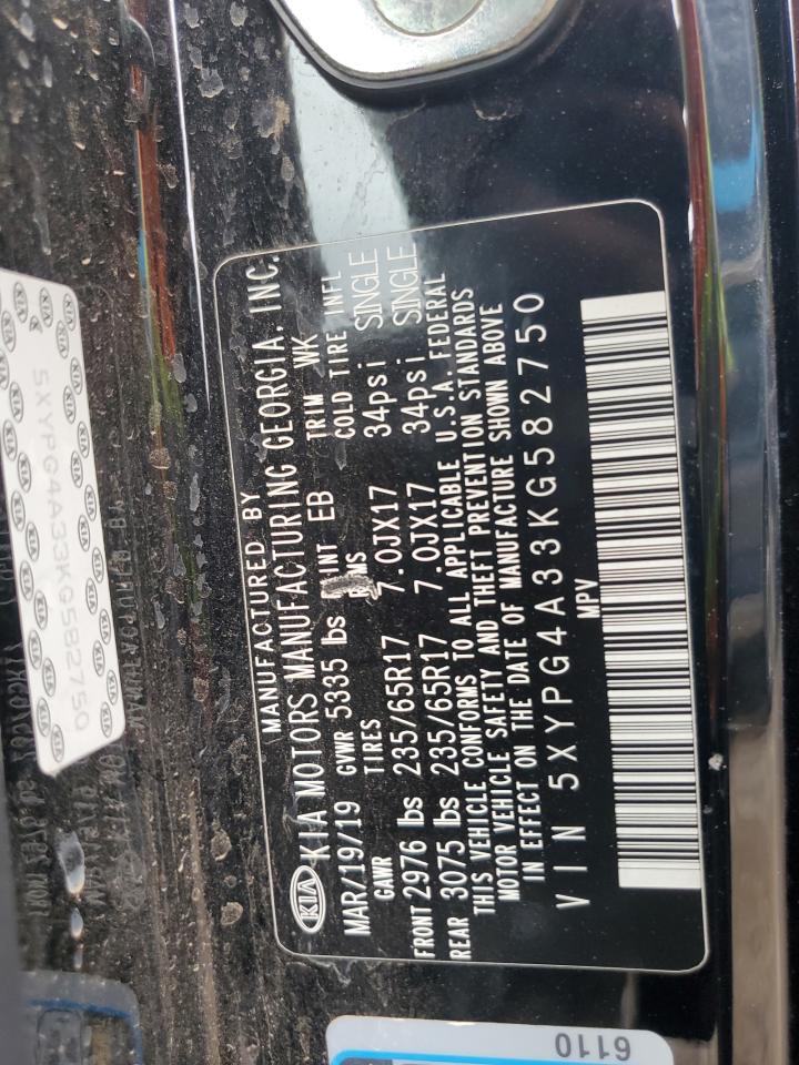 2019 Kia Sorento L VIN: 5XYPG4A33KG582750 Lot: 68769345