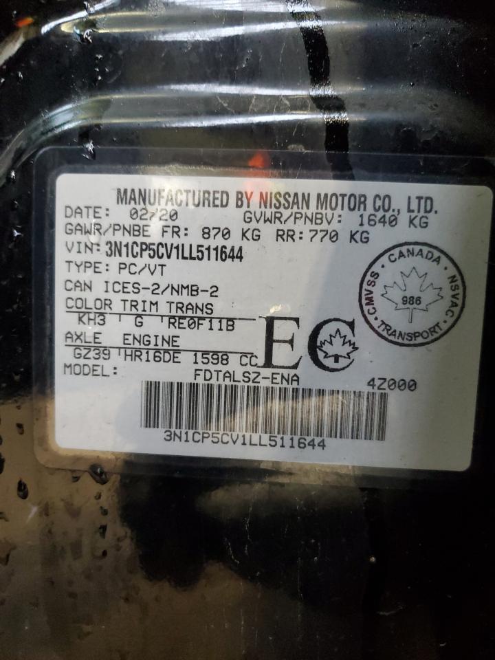 2020 Nissan Kicks Sv VIN: 3N1CP5CV1LL511644 Lot: 67560845