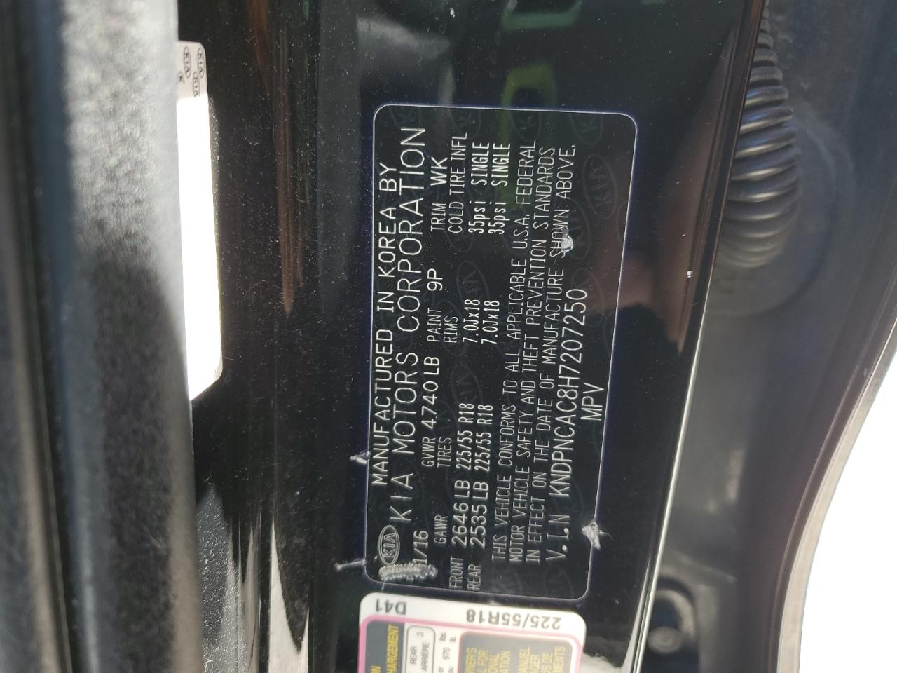 2017 Kia Sportage Ex VIN: KNDPNCAC8H7207250 Lot: 69682735
