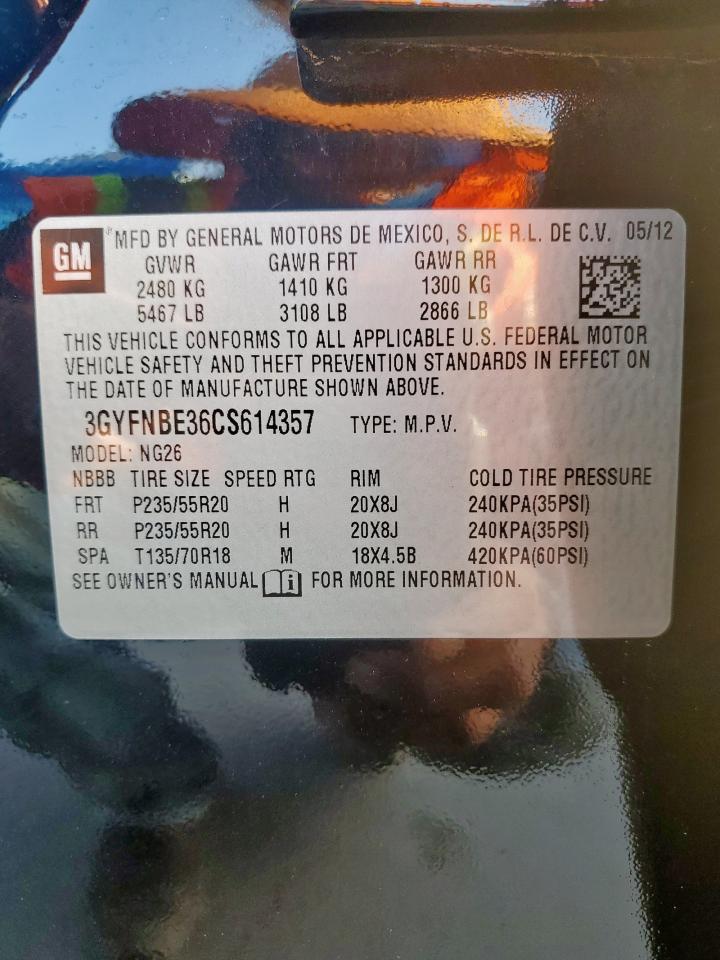 2012 Cadillac Srx Performance Collection VIN: 3GYFNBE36CS614357 Lot: 68620545