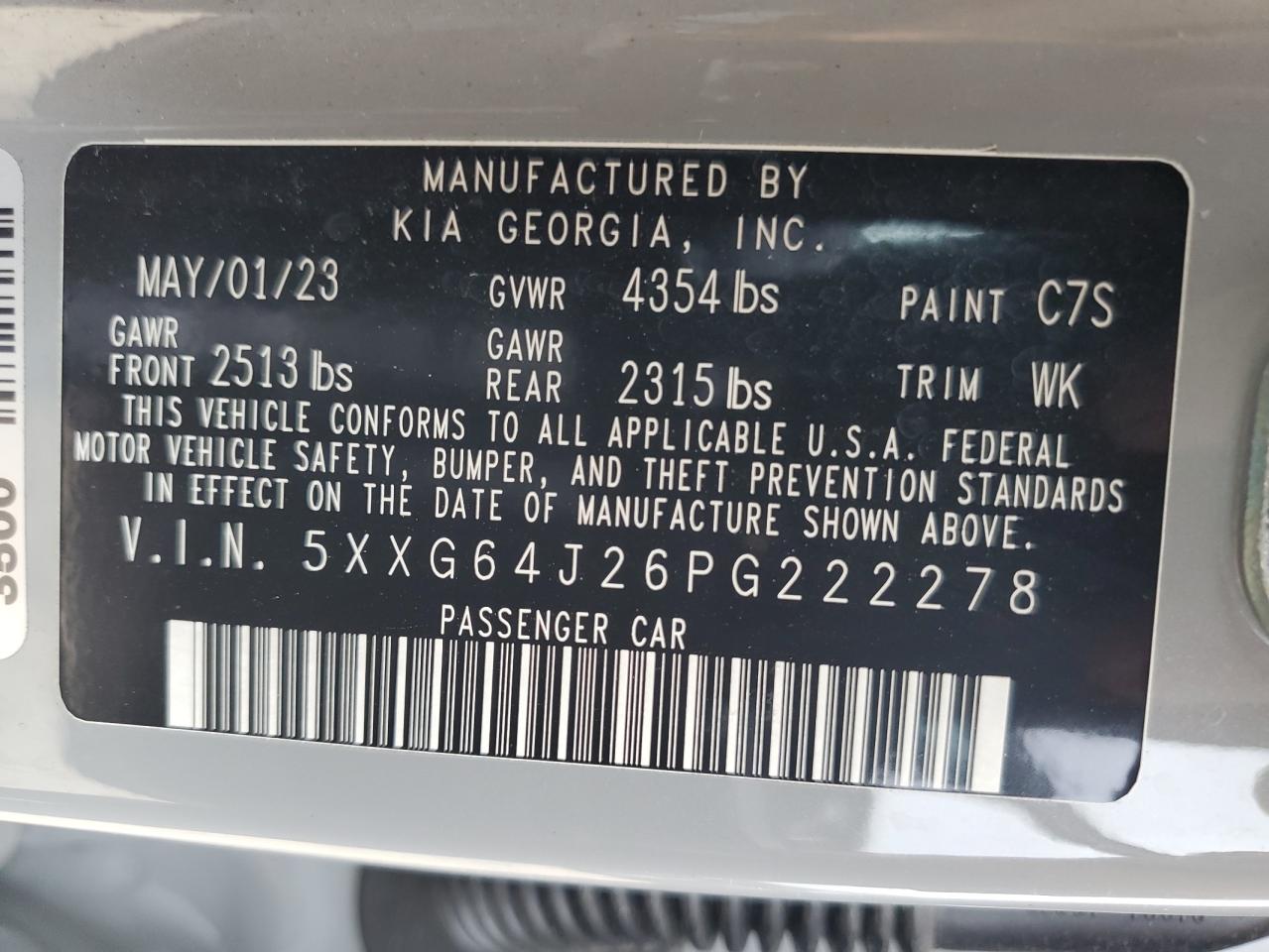 2023 Kia K5 Gt Line VIN: 5XXG64J26PG222278 Lot: 68424245