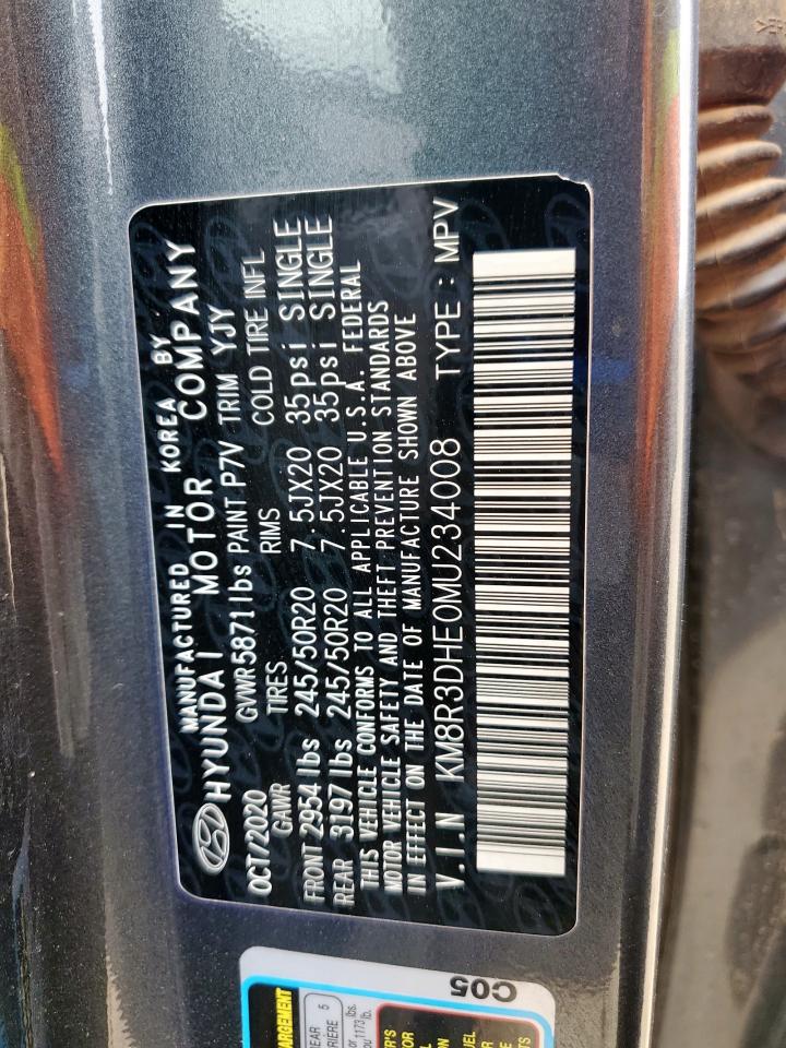 2021 Hyundai Palisade Sel VIN: KM8R3DHE0MU234008 Lot: 70319815