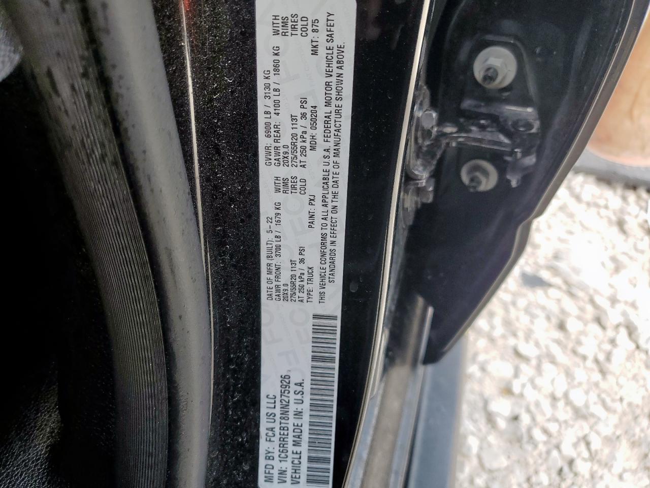 2022 Ram 1500 Big Horn/Lone Star VIN: 1C6RREBT8NN275926 Lot: 70290775