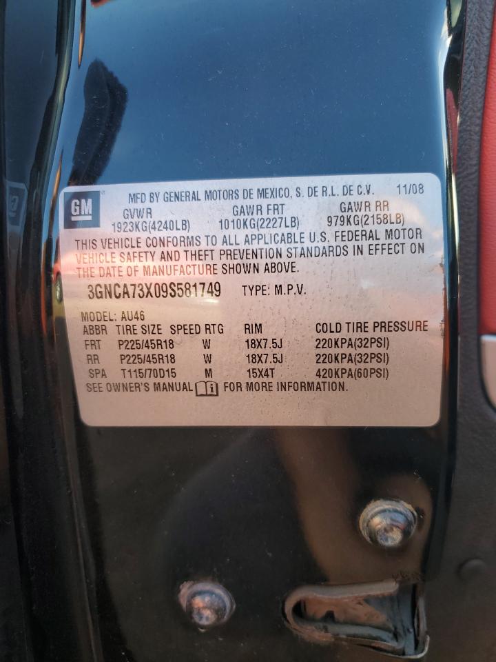 2009 Chevrolet Hhr Ss VIN: 3GNCA73X09S581749 Lot: 69234945