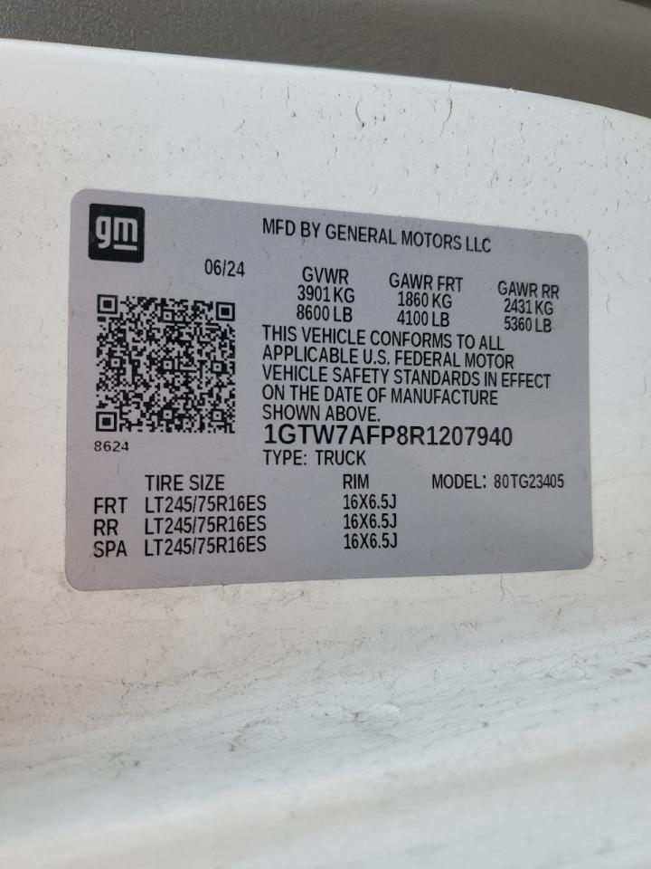 2024 GMC Savana G2500 VIN: 1GTW7AFP8R1207940 Lot: 86410765