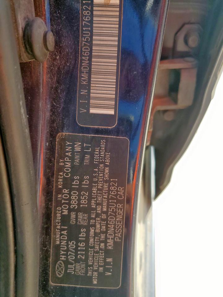 2005 Hyundai Elantra Gls VIN: KMHDN46D75U176821 Lot: 69082625