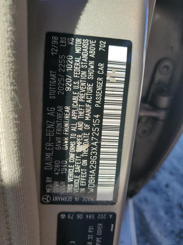 1999 Mercedes-Benz C 280 VIN: WDBHA29G3XA725154 Lot: 70093295