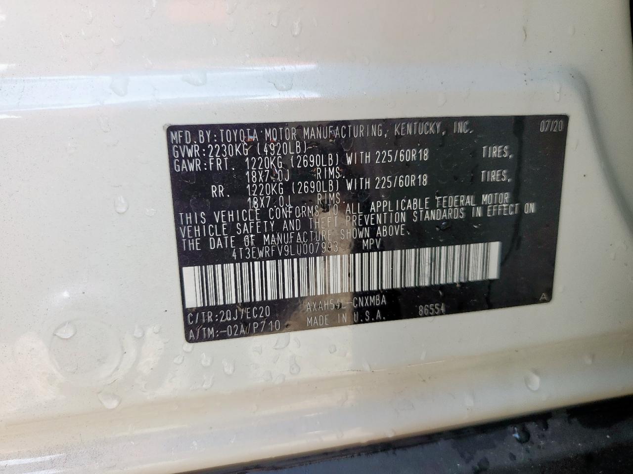 2020 Toyota Rav4 Xse VIN: 4T3EWRFV9LU007993 Lot: 67759145