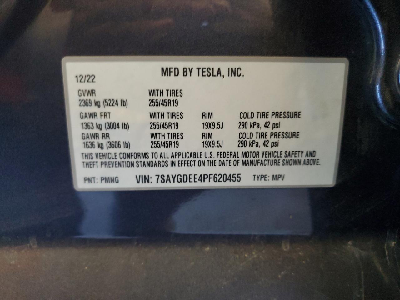 2023 Tesla Model Y VIN: 7SAYGDEE4PF620455 Lot: 65983315