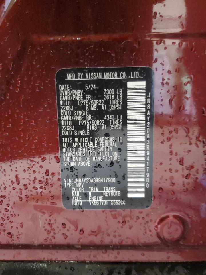 2024 Nissan Armada Platinum VIN: JN8AY2DA3R9417900 Lot: 69616345