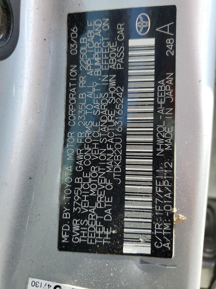 2006 Toyota Prius VIN: JTDKB20U163165242 Lot: 70216965