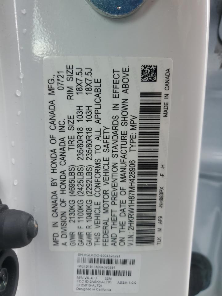 2021 Honda Cr-V Exl VIN: 2HKRW1H87MH428906 Lot: 70835955