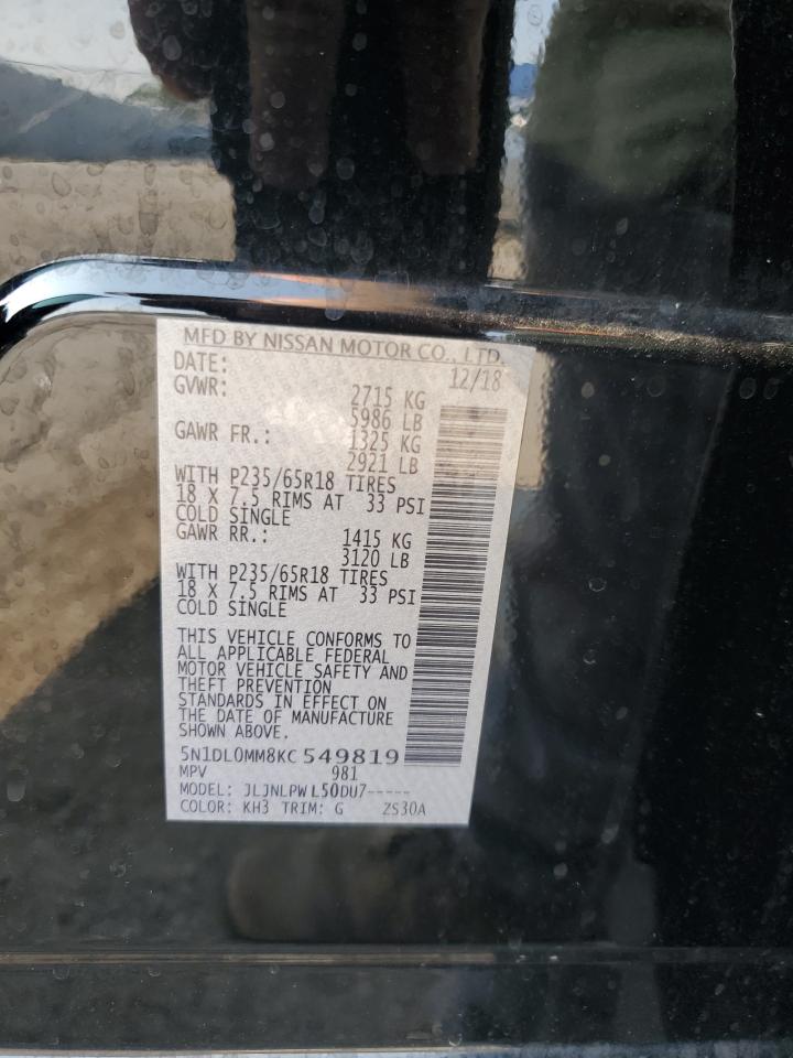 2019 Infiniti Qx60 Luxe VIN: 5N1DL0MM8KC549819 Lot: 65699895