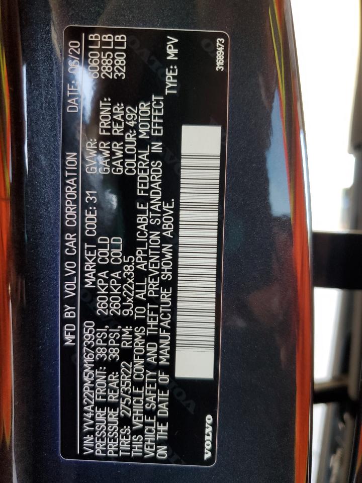 2021 Volvo Xc90 T6 R-Design VIN: YV4A22PM5M1673950 Lot: 70306945