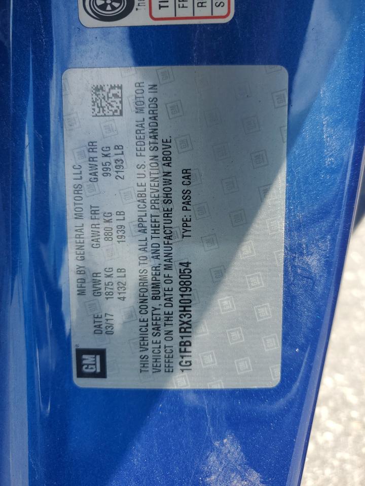 2017 Chevrolet Camaro Lt VIN: 1G1FB1RX3H0198054 Lot: 67387195