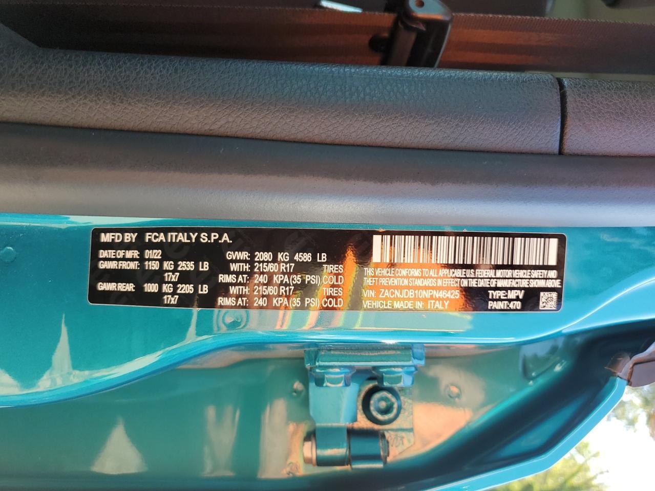 2022 Jeep Renegade Latitude VIN: ZACNJDB10NPN46425 Lot: 70043585