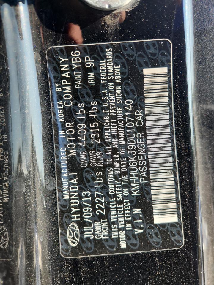 2013 Hyundai Genesis Coupe 3.8L VIN: KMHHU6KJ9DU107140 Lot: 68781265