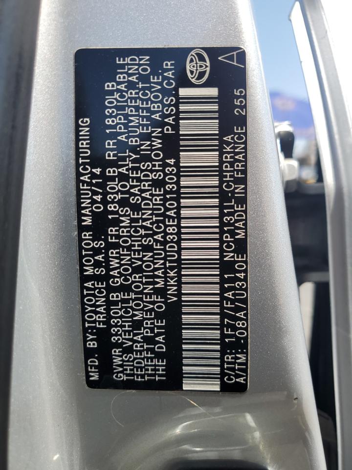 2014 Toyota Yaris VIN: VNKKTUD38EA013034 Lot: 68456985