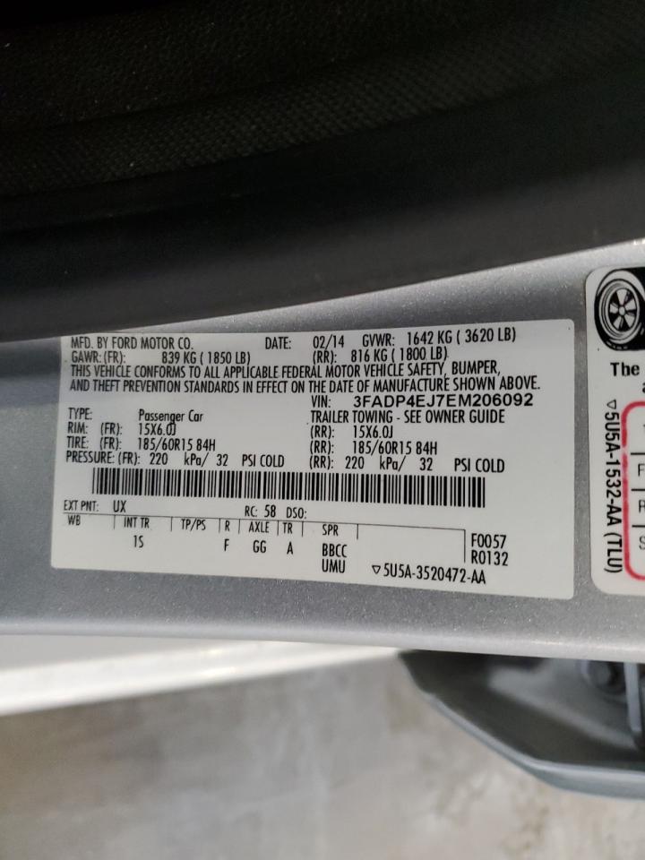 2014 Ford Fiesta Se VIN: 3FADP4EJ7EM206092 Lot: 70720995