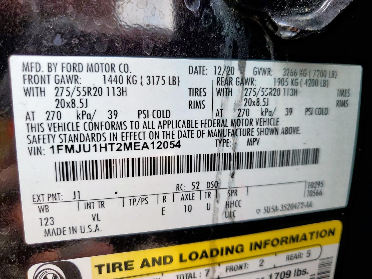 2021 Ford Expedition Xlt VIN: 1FMJU1HT2MEA12054 Lot: 69475145