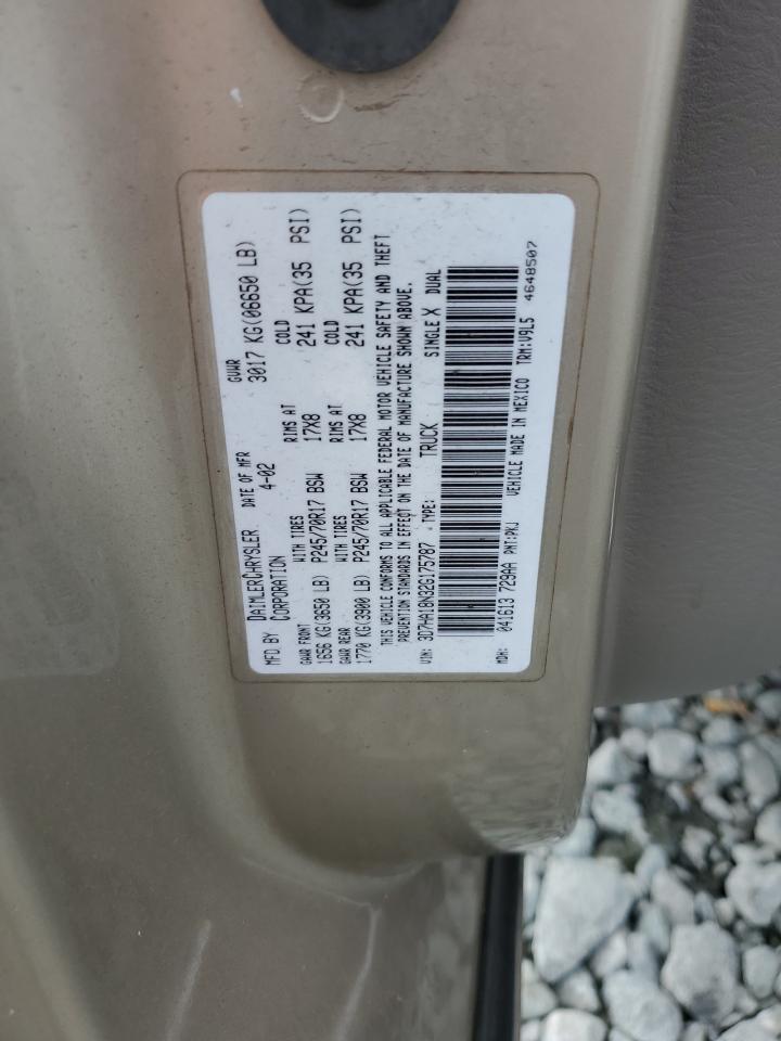 2002 Dodge Ram 1500 VIN: 3D7HA18N32G175787 Lot: 68878465