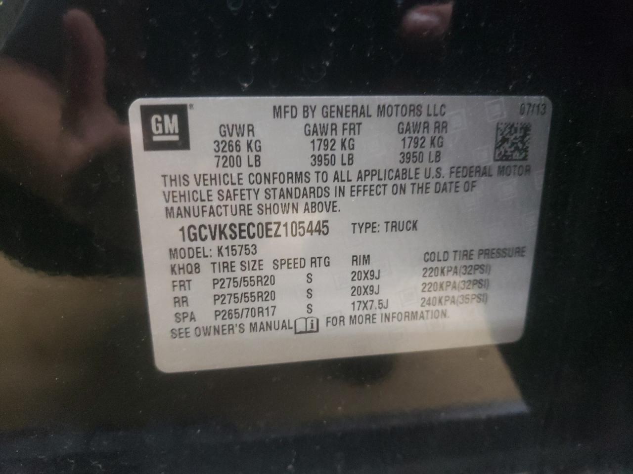 2014 Chevrolet Silverado K1500 Ltz VIN: 1GCVKSEC0EZ105445 Lot: 67408055