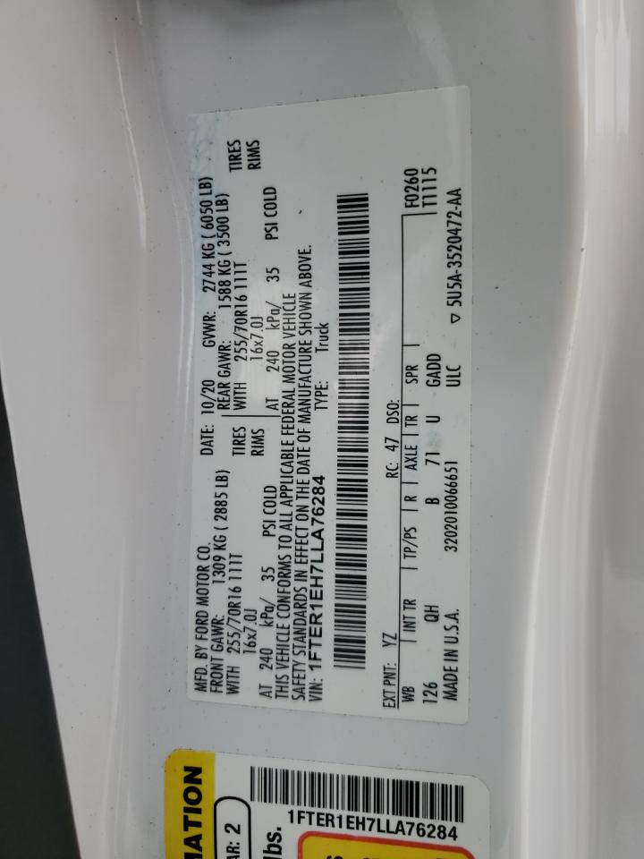 2020 Ford Ranger Xl VIN: 1FTER1EH7LLA76284 Lot: 69641475