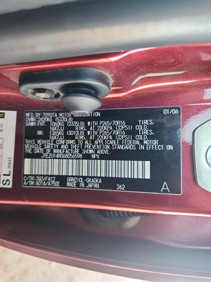 2006 Toyota 4Runner Sr5 VIN: JTEZU14R068056598 Lot: 69040805