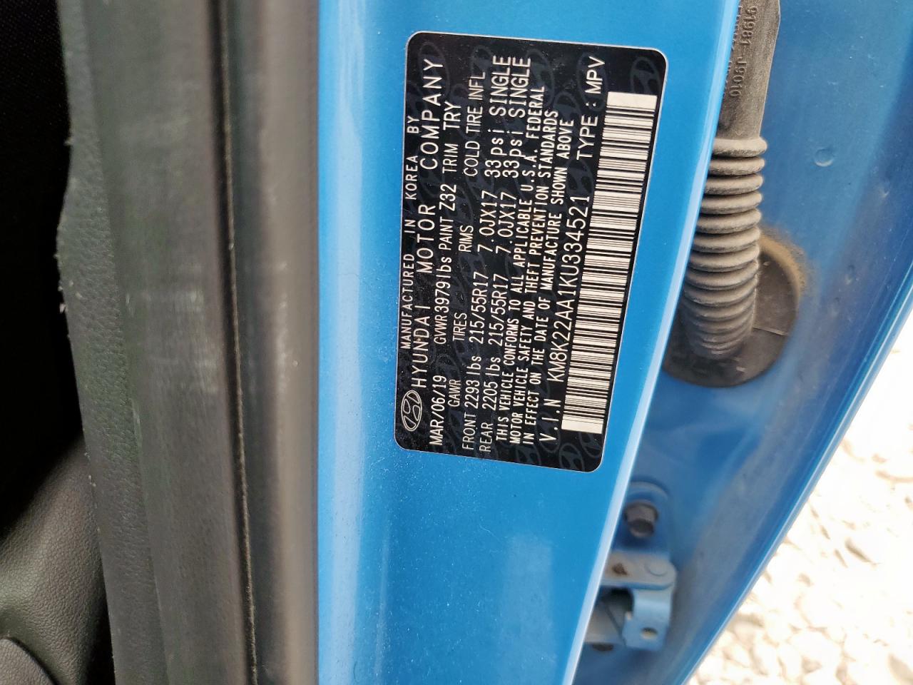 2019 Hyundai Kona Sel VIN: KM8K22AA1KU334521 Lot: 68289445