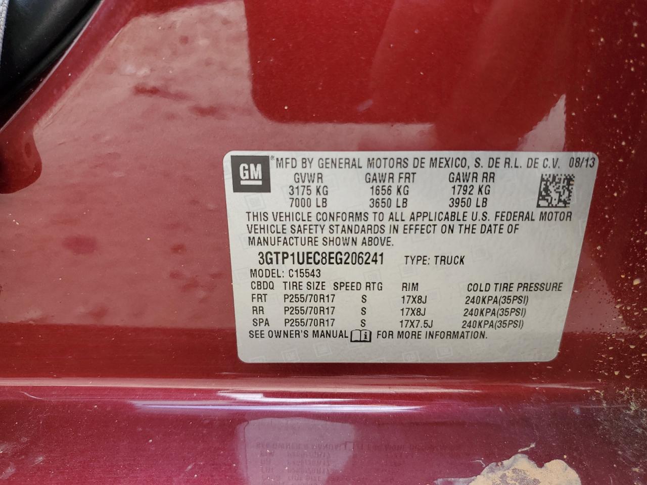 2014 GMC Sierra C1500 Sle VIN: 3GTP1UEC8EG206241 Lot: 68115945