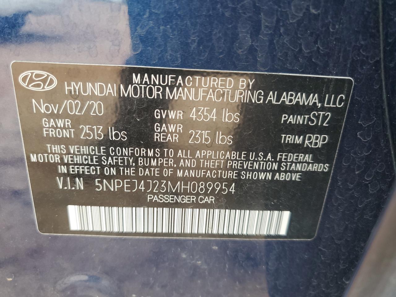 2021 Hyundai Sonata Sel Plus VIN: 5NPEJ4J23MH089954 Lot: 68932405