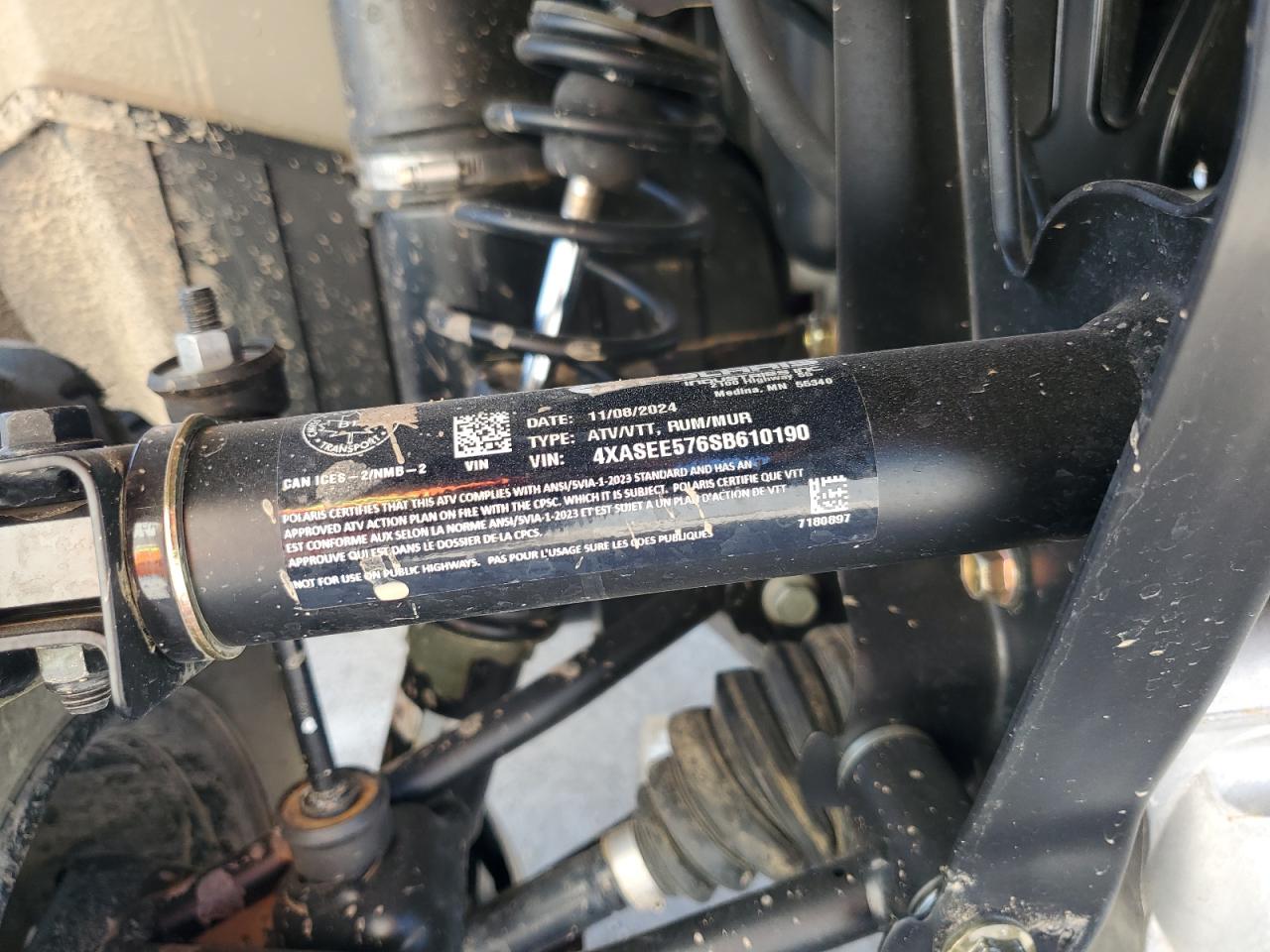 2025 Polaris Sportsman 570 Eps VIN: 4XASEE576SB610190 Lot: 70137945