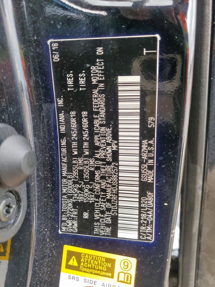 2018 Toyota Highlander Se VIN: 5TDJZRFH0JS882572 Lot: 70714945