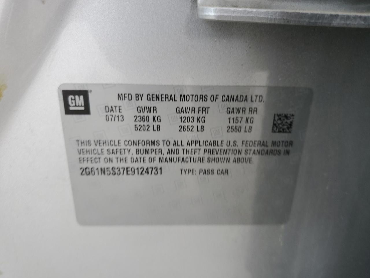 2014 Cadillac Xts Luxury Collection VIN: 2G61N5S37E9124731 Lot: 70272765