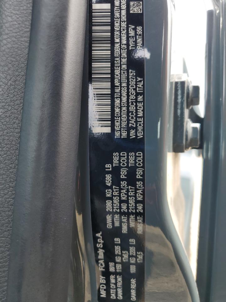 2016 Jeep Renegade Trailhawk VIN: ZACCJBCT8GPD92757 Lot: 67751965