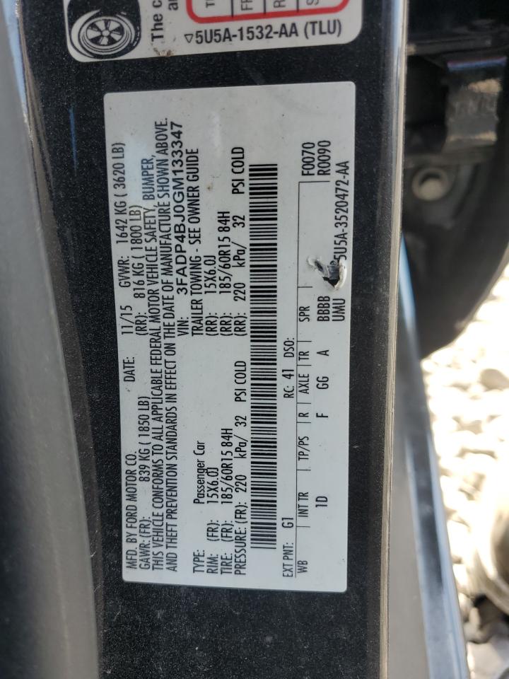 2016 Ford Fiesta Se VIN: 3FADP4BJ0GM133347 Lot: 68870615