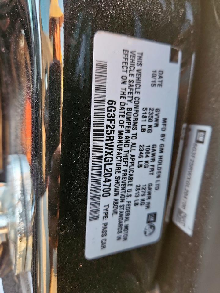 2016 Chevrolet Ss VIN: 6G3F25RWXGL204700 Lot: 68209705