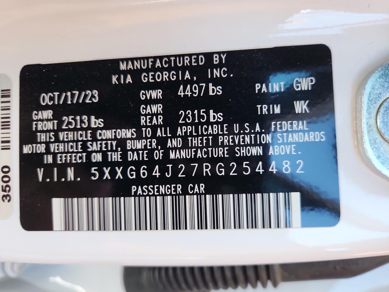 2024 Kia K5 Gt Line VIN: 5XXG64J27RG254482 Lot: 69444315