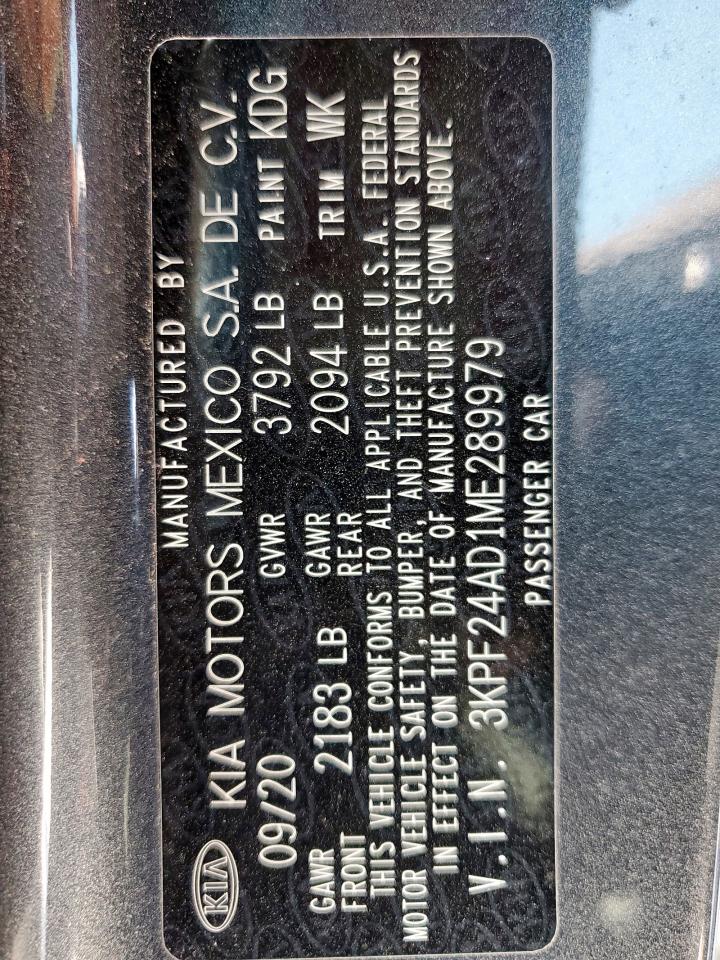 2021 Kia Forte Fe VIN: 3KPF24AD1ME289979 Lot: 69019625